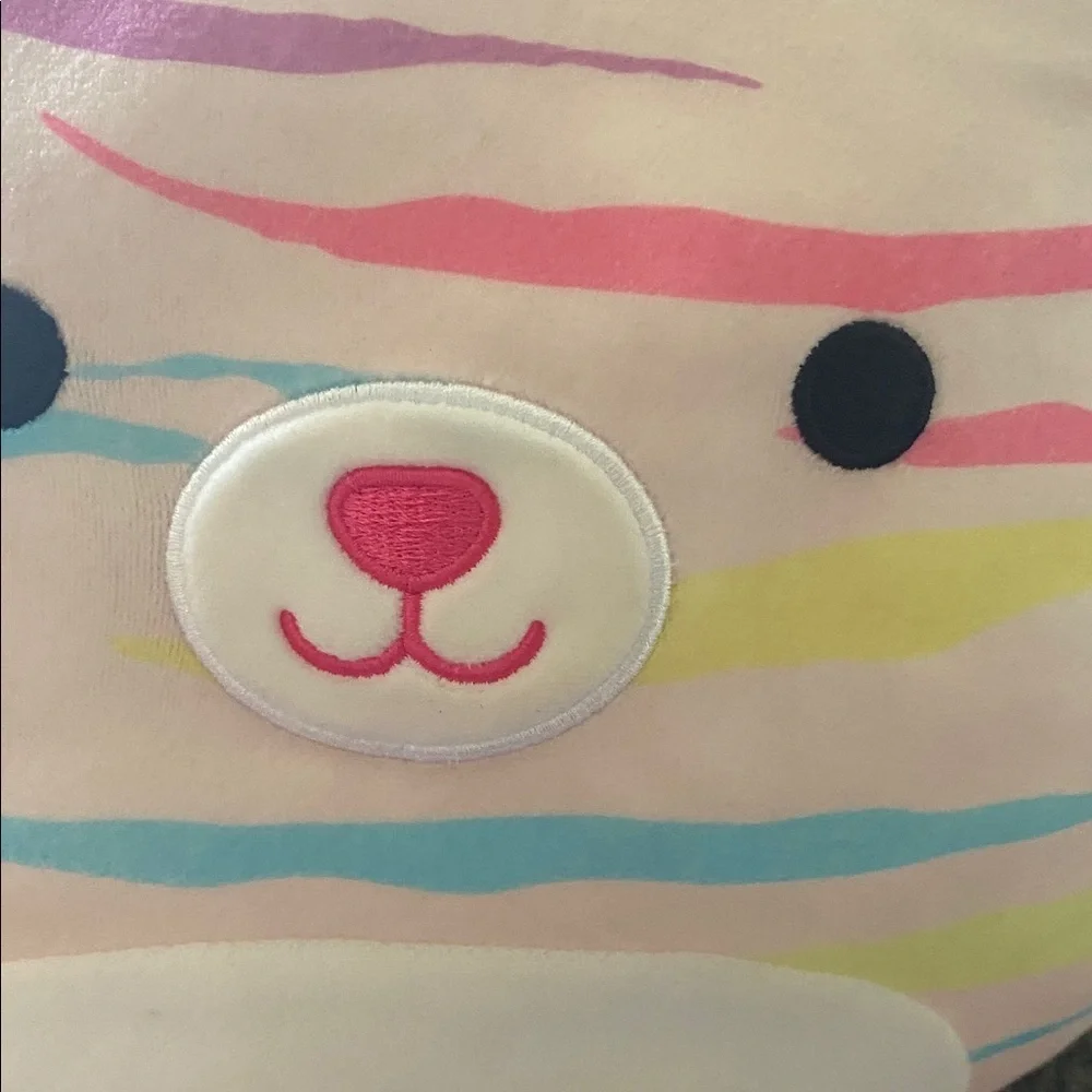 Squishmallows Colorful Large Striped Plush Cat Toy.
